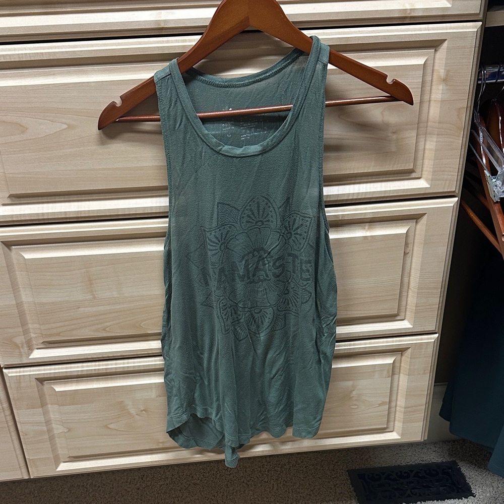 adidas Sage Green Graphic Muscle Tank Top